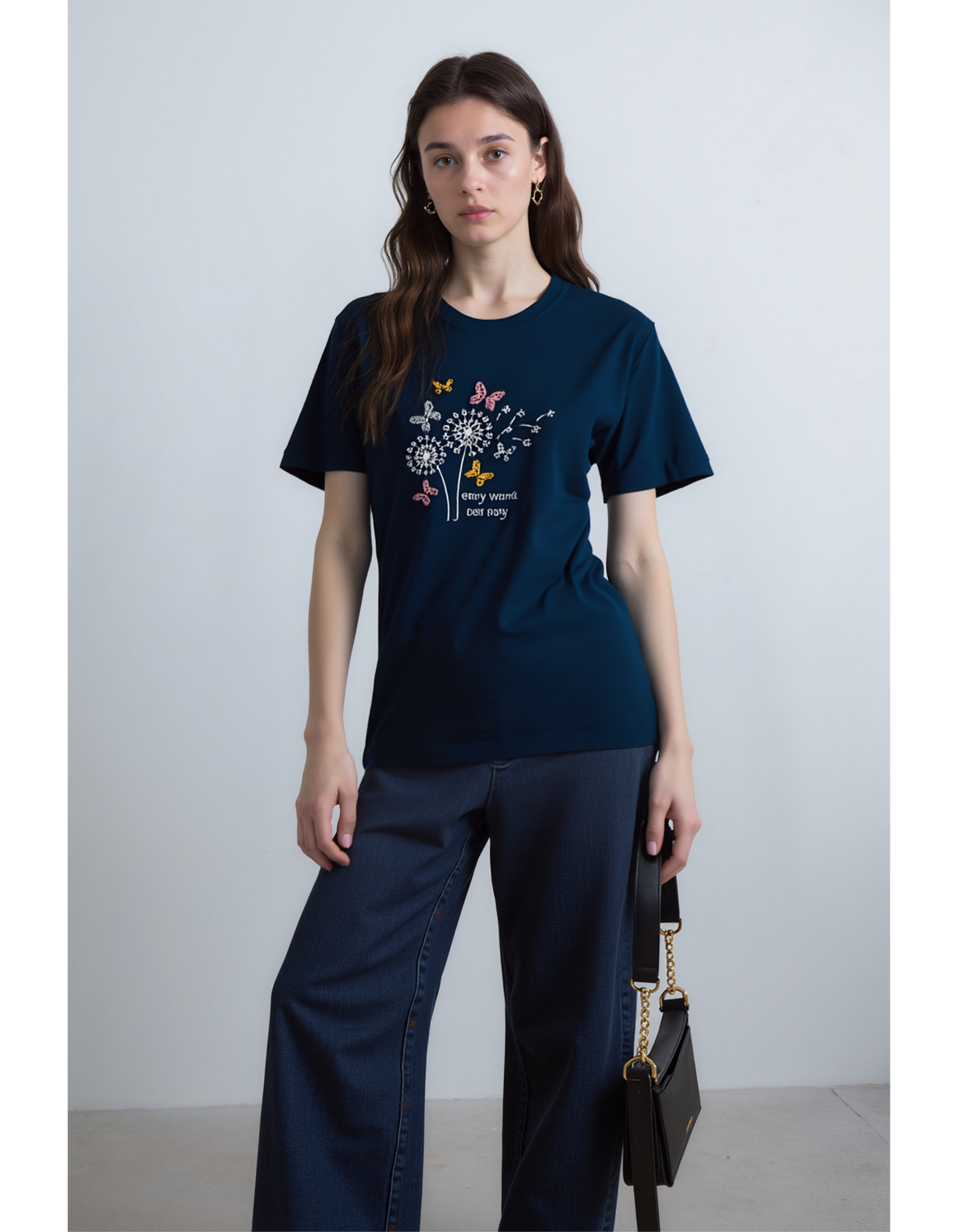 Butterfly Whispers Embroidered Oversized T-Shirt