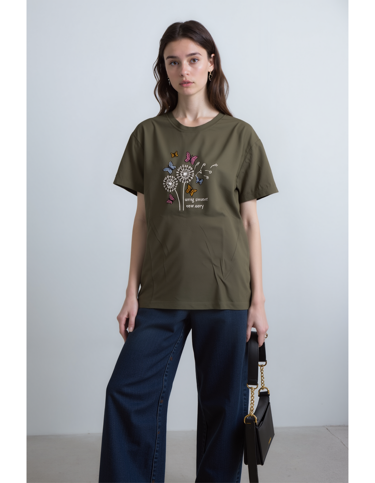 Butterfly Whispers Embroidered Oversized T-Shirt